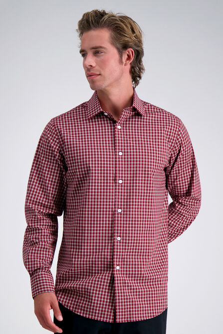 Premium Comfort Dress Shirt -  Dark Red Check, Red view# 1