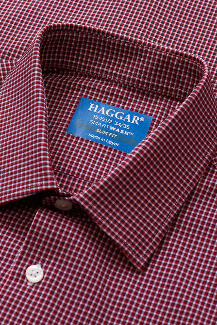 Smart Wash&trade; Dress Shirt - Red Check, Crimson view# 4