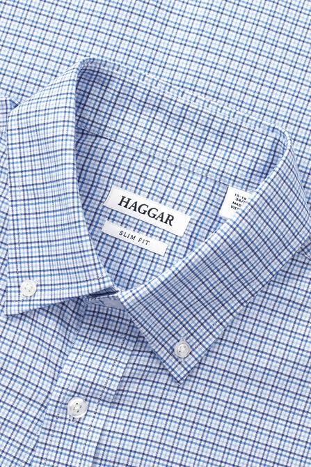 Premium Comfort Dress Shirt - Bright Blue Plaid,  view# 5