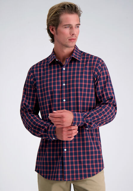 Smart Wash&trade; Dress Shirt - Navy Plaid, Navy