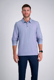 Long Sleeve 2-Color Pique Polo, BLUE view# 1