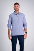 Long Sleeve 2-Color Pique Polo, Blue view# 1