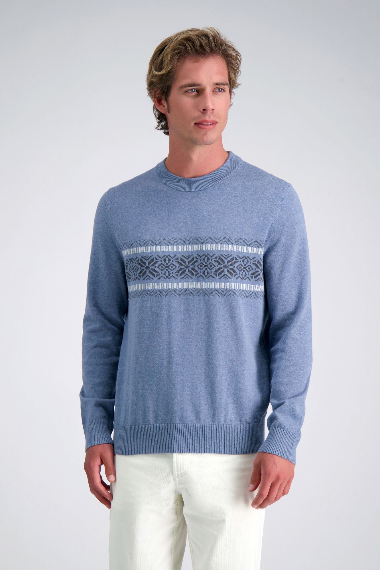 Haggar Long Sleeve Crew Sweater Blue (HF10197 Clothing Shirts & Tops) photo