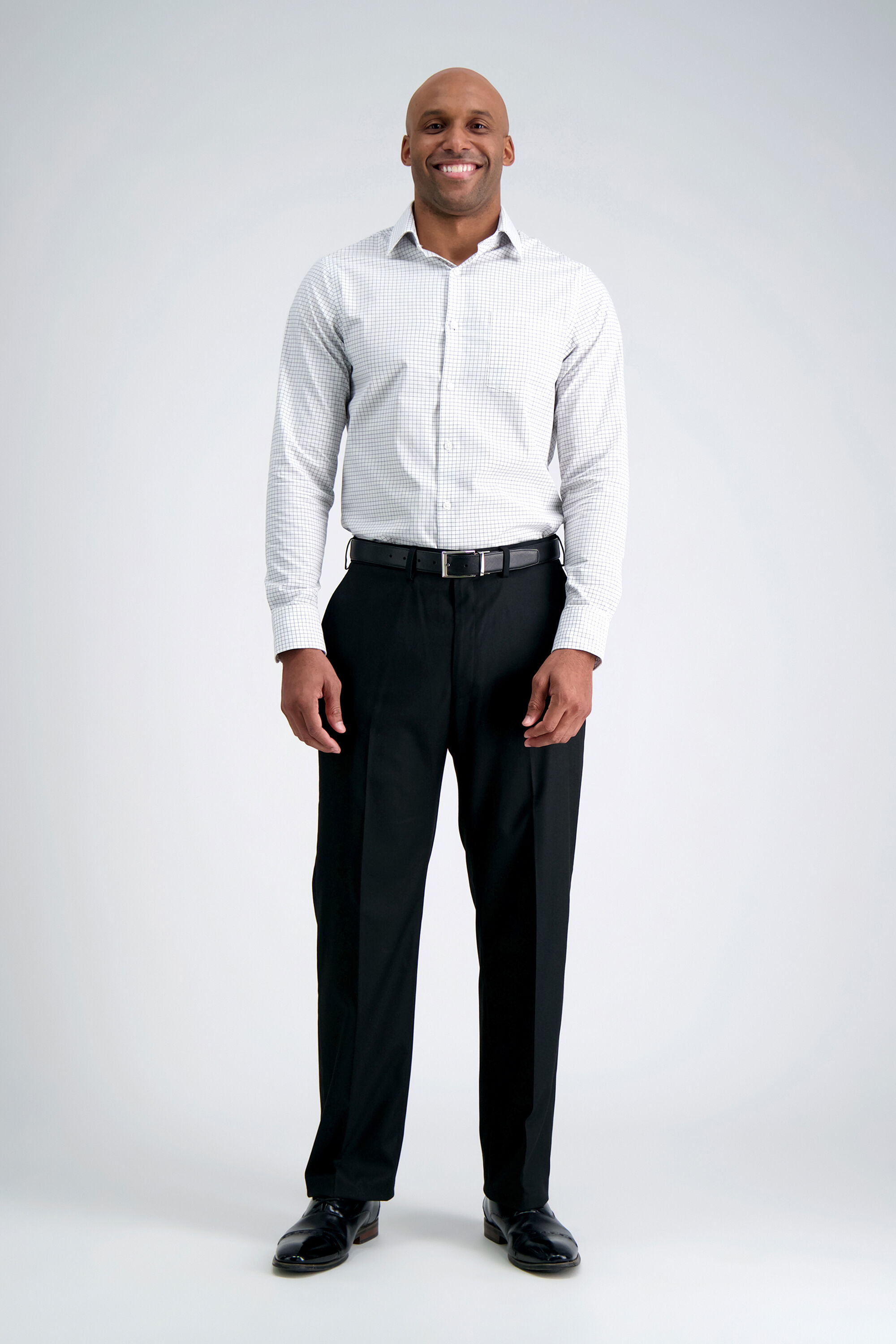 Abetteric Mens Business Casual Trousers Easy Care Straight Plain Front Pant 