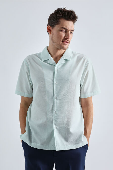 Short Sleeve Seersucker Camp Shirt, SEAFOAM view# 1