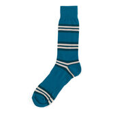 Teal Ruffer Striped Socks, Turquoise view# 1