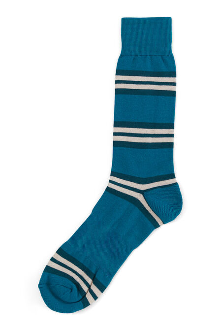 Teal Ruffer Striped Socks, Turquoise view# 1