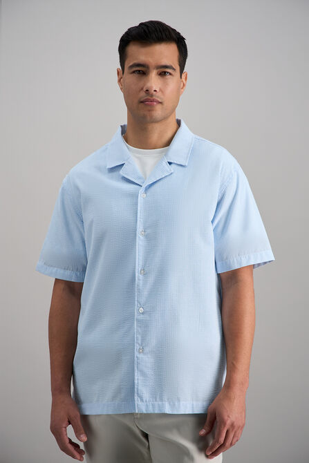 Short Sleeve Seersucker Camp Shirt, Sky view# 1