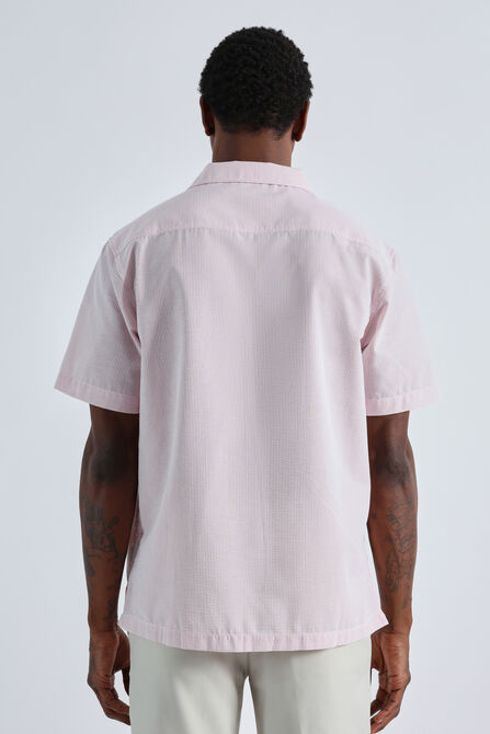 Short Sleeve Seersucker Camp Shirt, Pink view# 2