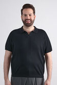 Big &amp; Tall Johnny Collar Ribbed Sweater, Black view# 1