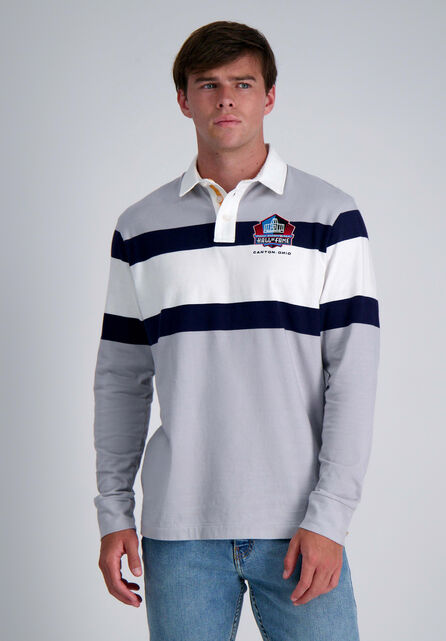 Pro Football Hall of Fame X Haggar - Vintage Wash Rugby Polo, Silver