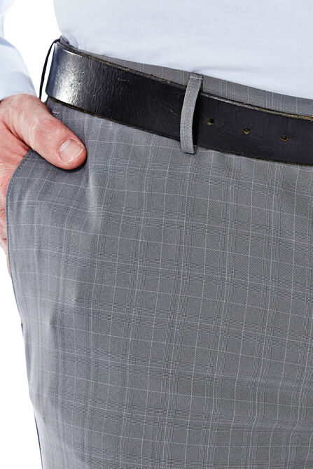 Big &amp; Tall Performance Microfiber Slacks - Micro Plaid, Light Grey view# 4