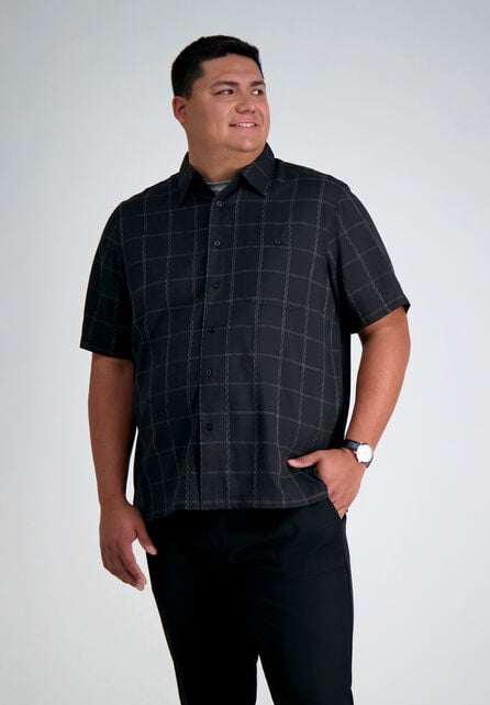 Big &amp; Tall Microfiber Plaid Shirt, Black