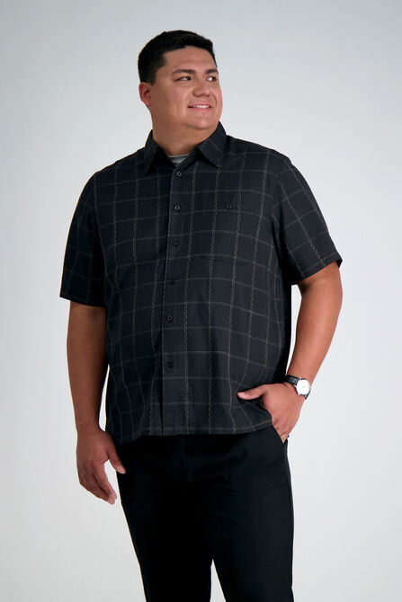 Big &amp; Tall Microfiber Plaid Shirt, Black view# 1