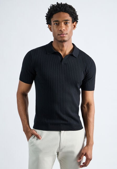 Johnny Collar Ribbed Sweater, Black