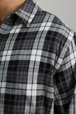 Long Sleeve Flannel Plaid Shirt, Charcoal view# 2