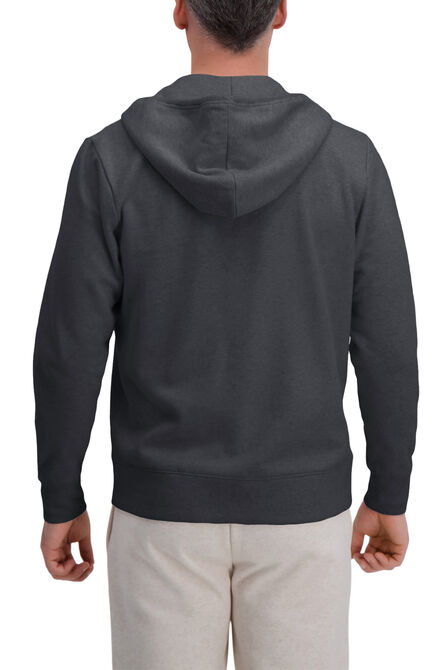 Full Zip Solid Fleece Hoodie Sweatshirt, Charcoal Heather view# 2