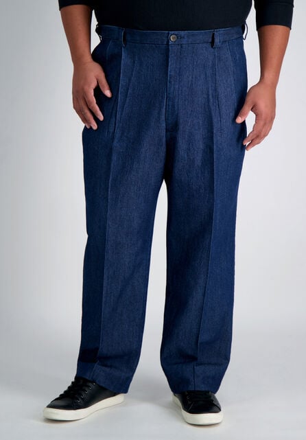 Big &amp; Tall Stretch Denim Trouser, Medium Blue