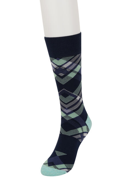 Black Plano Plaid Socks, Navy view# 1