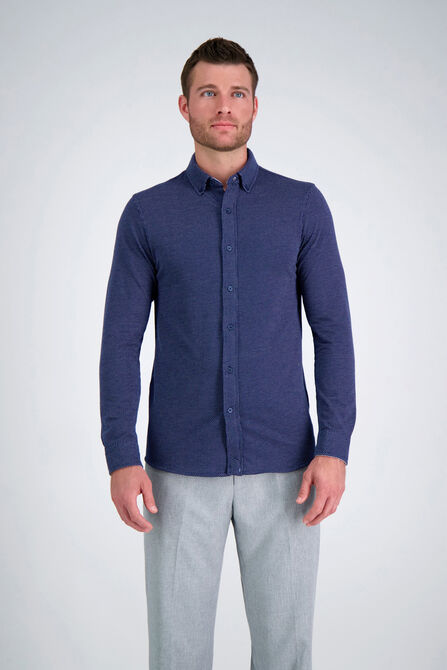 Long Sleeve Birdseye Shirt, Navy view# 1