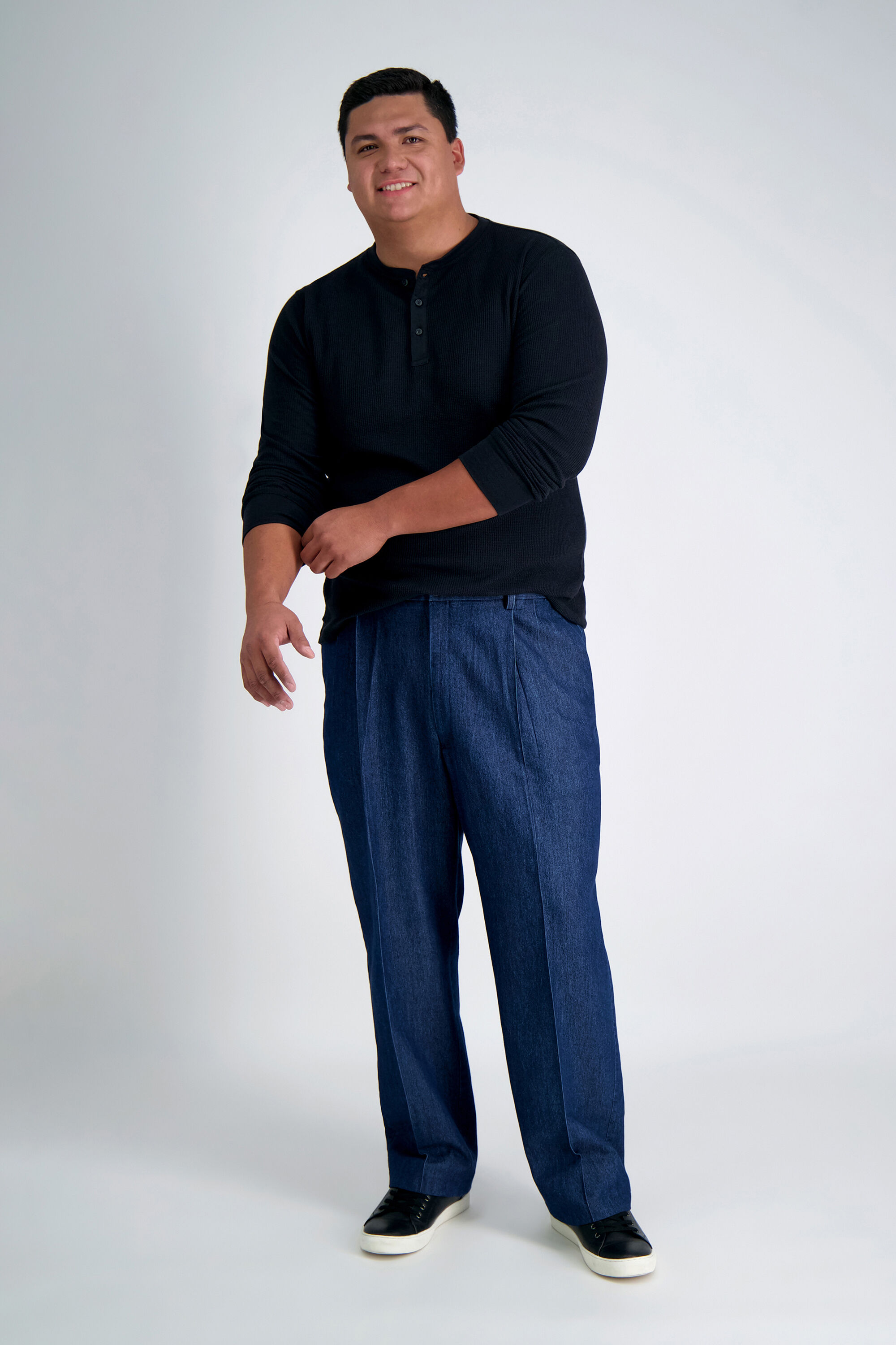 Haggar mens pleated jeans clearance