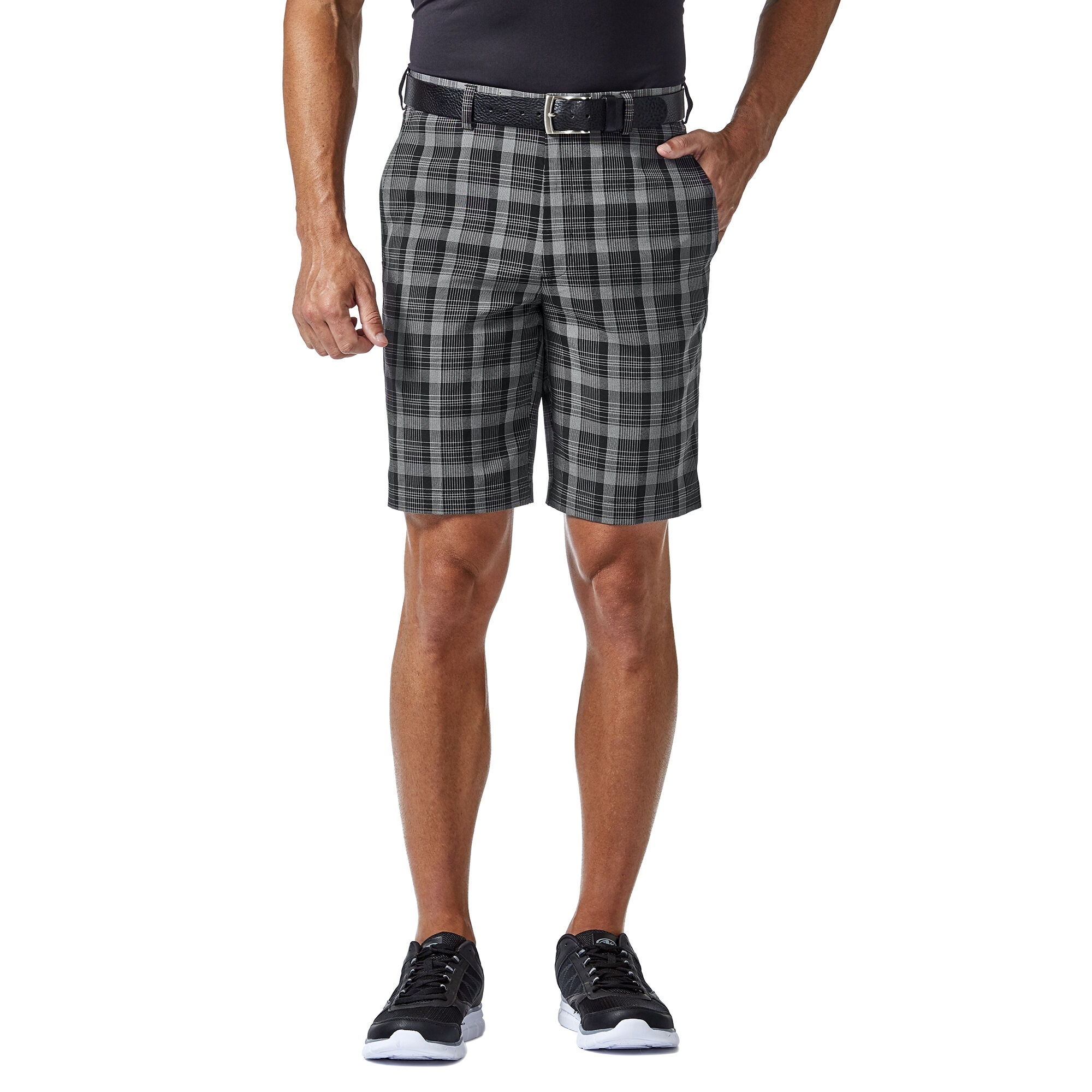 Haggar Big /& Tall Men/’s Cool 18 Pro Plaid Shorts Expandable Waist