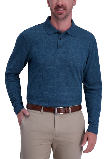 Windowpane Heather Polo, Deep Teal Marl view# 1