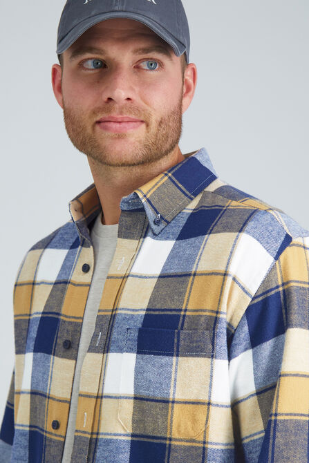 Long Flannel Plaid Shirt, Camel view# 4