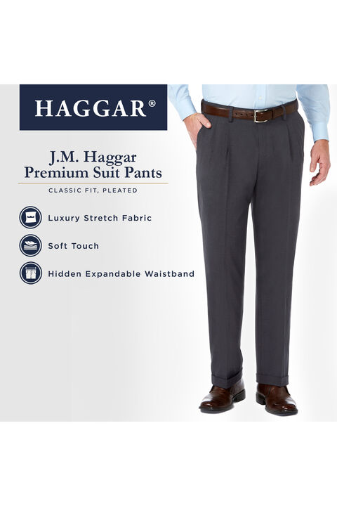 J.M. Haggar Premium Stretch Suit Pant - Pleated Front, Med Grey view# 4