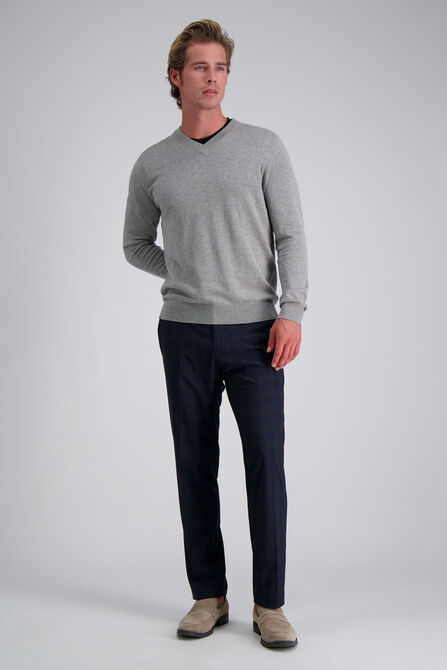 Long Sleeve V-Neck Sweater, Iron Htr view# 3