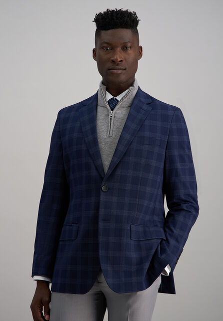 J.M. Haggar Large Check Coat, BLUE