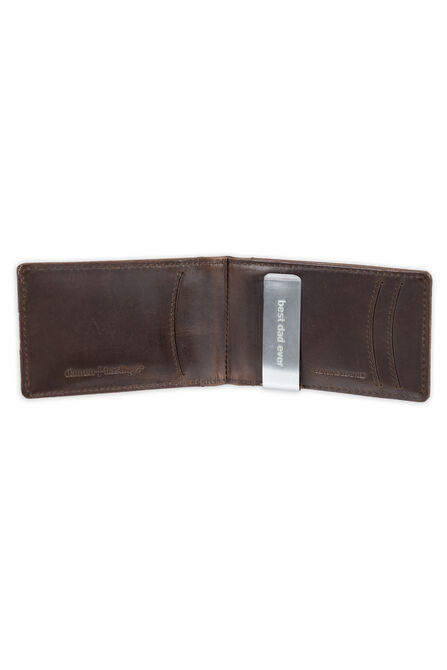 RFID Bifold Wallet with Removable Money Clip - Best Dad Ever Engraving, Brown view# 3