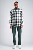 Long Sleeve Flannel Plaid Shirt, White view# 3