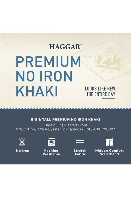 Big &amp; Tall Premium No Iron Khaki, Dark Grey view# 5