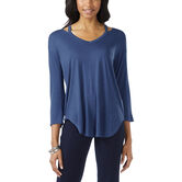 3/4 Sleeve Neck Detail Top, True Navy view# 1