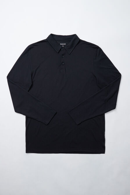 Long Sleeve 2-Color Pique Polo, Black view# 6