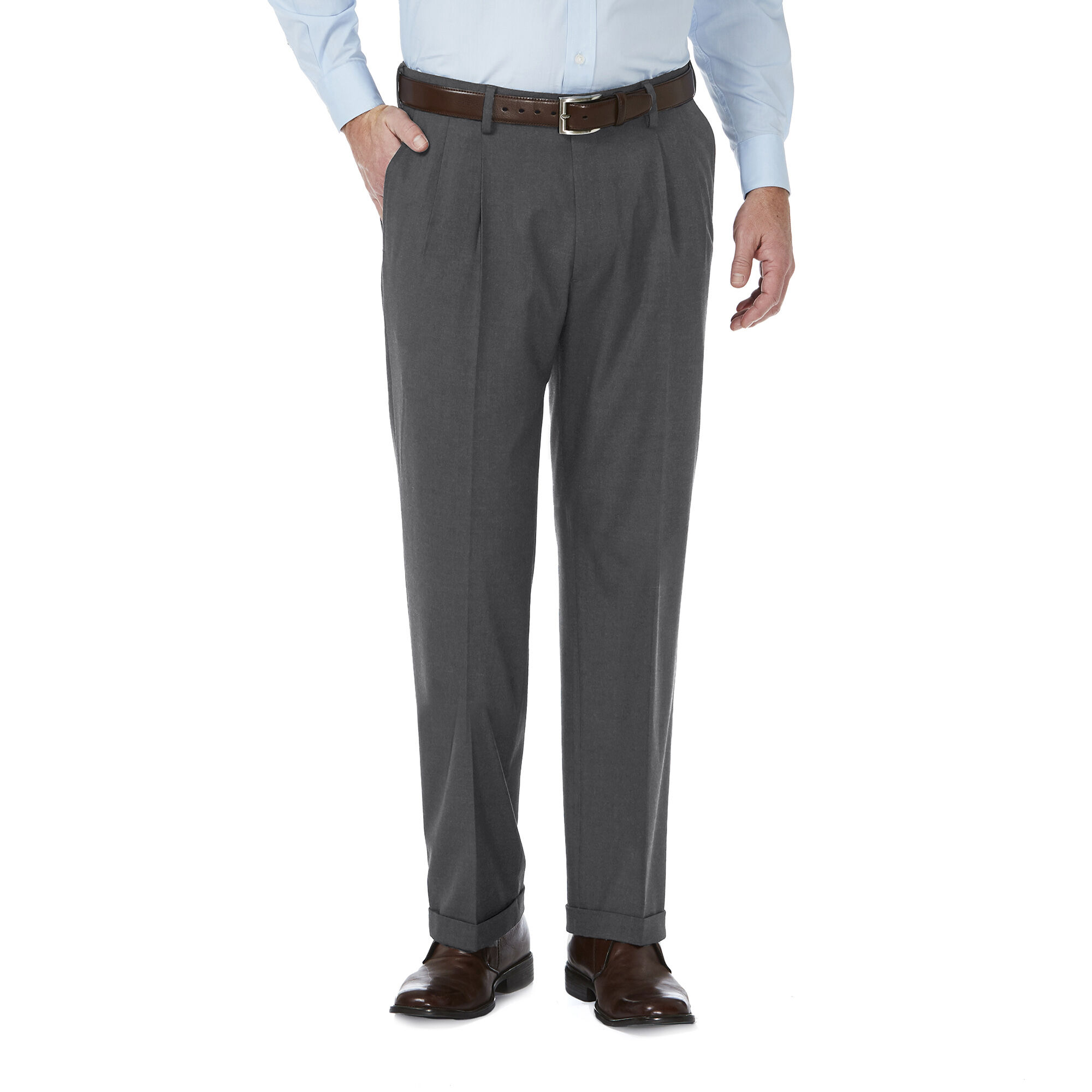 J.M. Haggar Premium Stretch Suit Pant - Pleated Front Med Grey (HY10182 Clothing Pants) photo