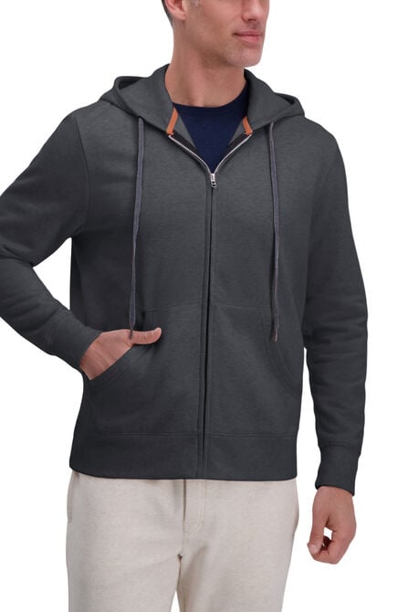 Full Zip Solid Fleece Hoodie Sweatshirt, Charcoal Htr view# 1