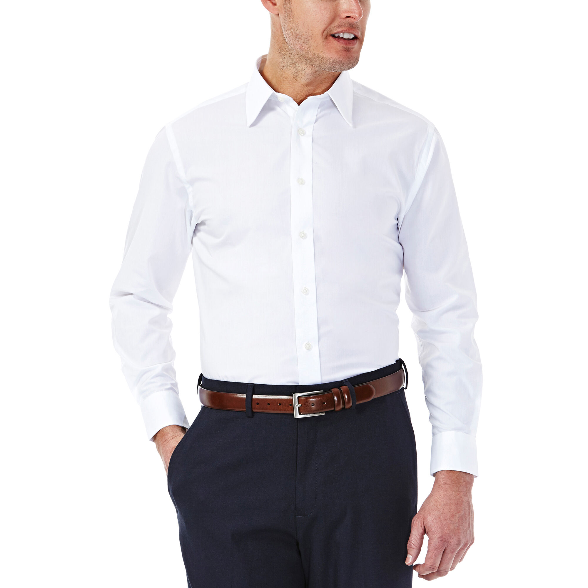 white poplin dress shirt