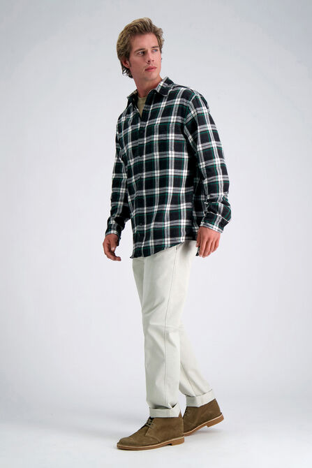 Long Sleeve Flannel Shirt, Black view# 4