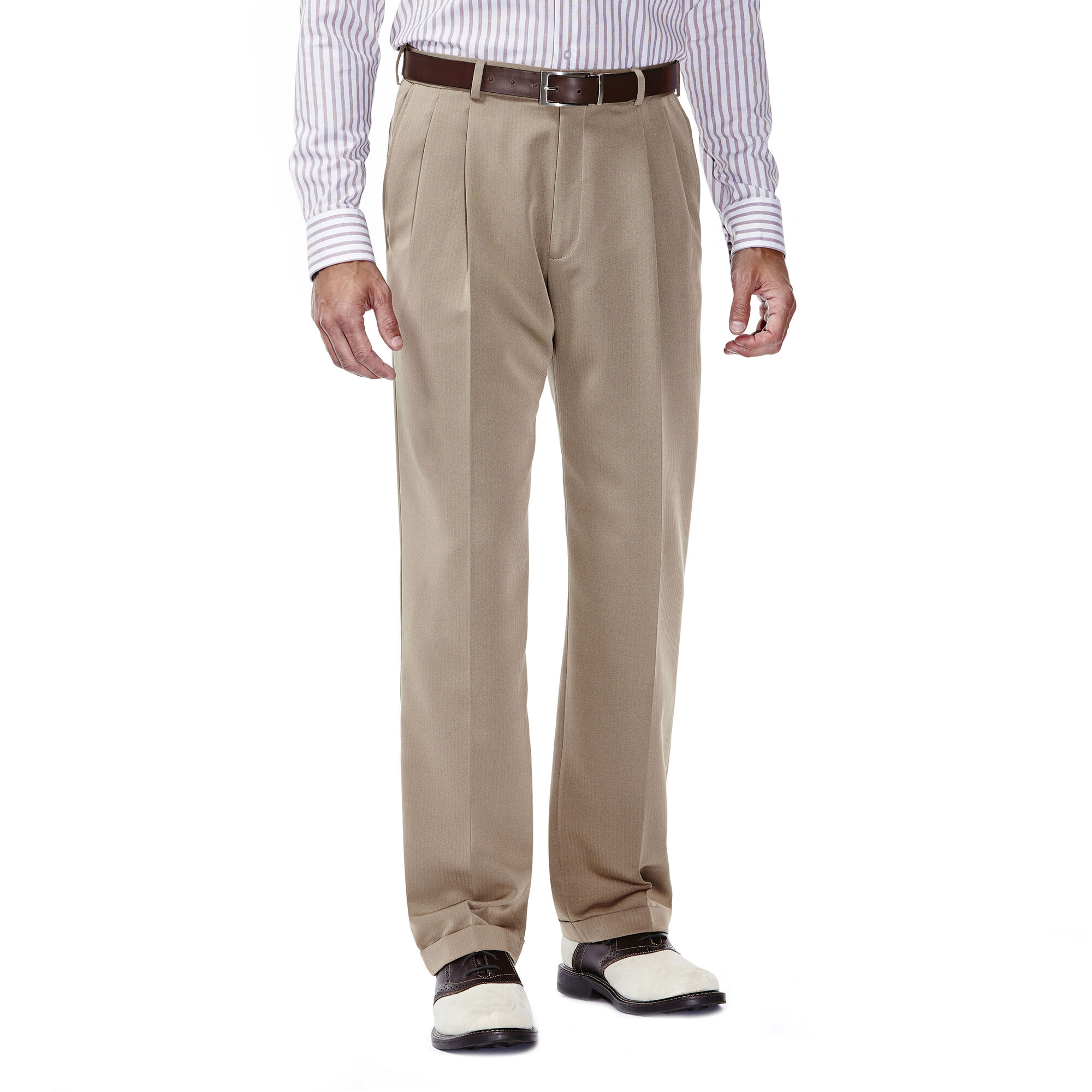 Haggar Smart Fiber Herringbone Dress Pant Khaki (HD00280 Clothing Pants) photo