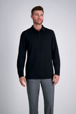 Long Sleeve 2-Color Pique Polo, Black view# 1