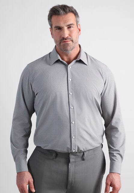 Tall Smart Wash&reg; Dress Shirt - Medium Grey Grid, Medium Grey