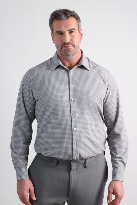 Tall Smart Wash&reg; Dress Shirt - Medium Grey Grid, Medium Grey view# 1