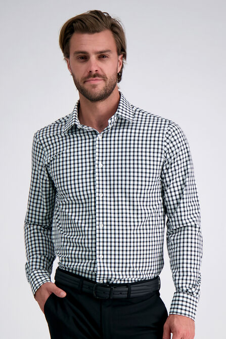 Smart Wash&trade; Dress Shirt - Black Check, Black / Charcoal view# 1