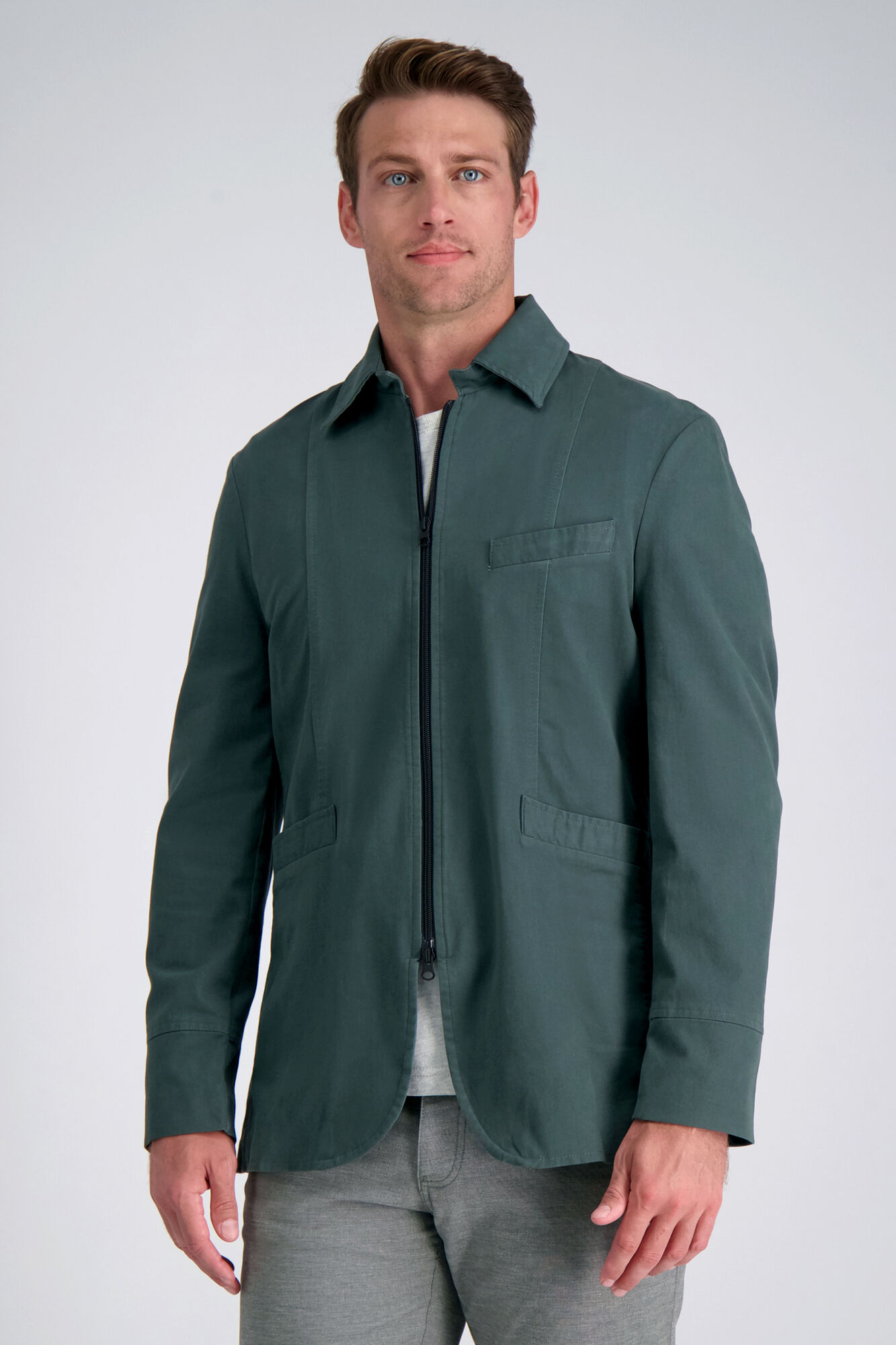 Haggar Euro Jacket Dark Green (HQ80000 Clothing Shirts & Tops) photo