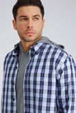 Long Sleeve Plaid Button Down Shirt, Navy view# 4