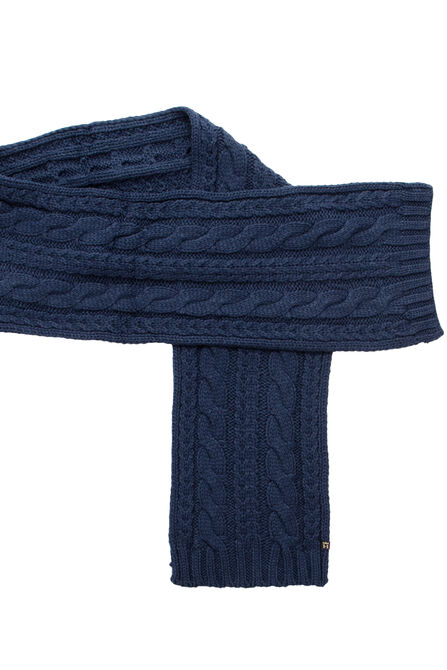 Cable Knit Scarf, Navy view# 1