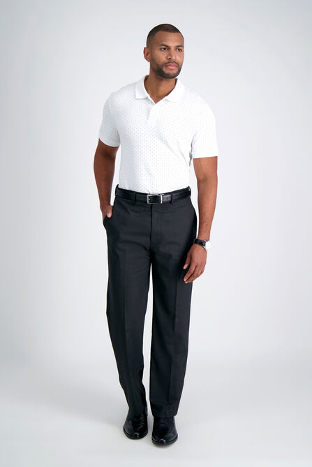 J.M. Haggar 4-Way Stretch Dress Pant - Diamond Weave, Black / Charcoal view# 1