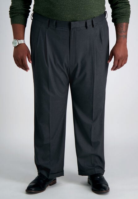 Big &amp; Tall J.M. Haggar Dress Pant - Sharkskin, Dark Heather Grey